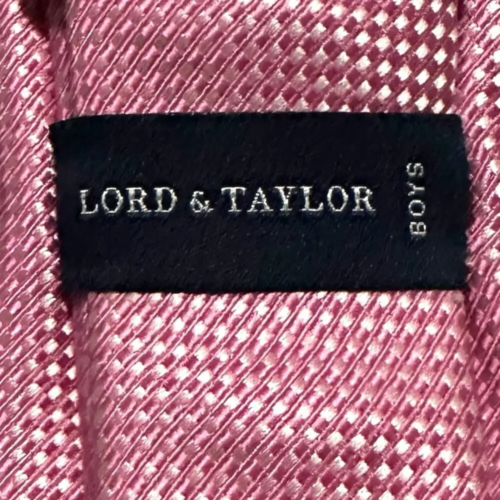 Lord & Taylor Pink Woven Silk‎ Boys Necktie 51” x 2.5” Youth Classic